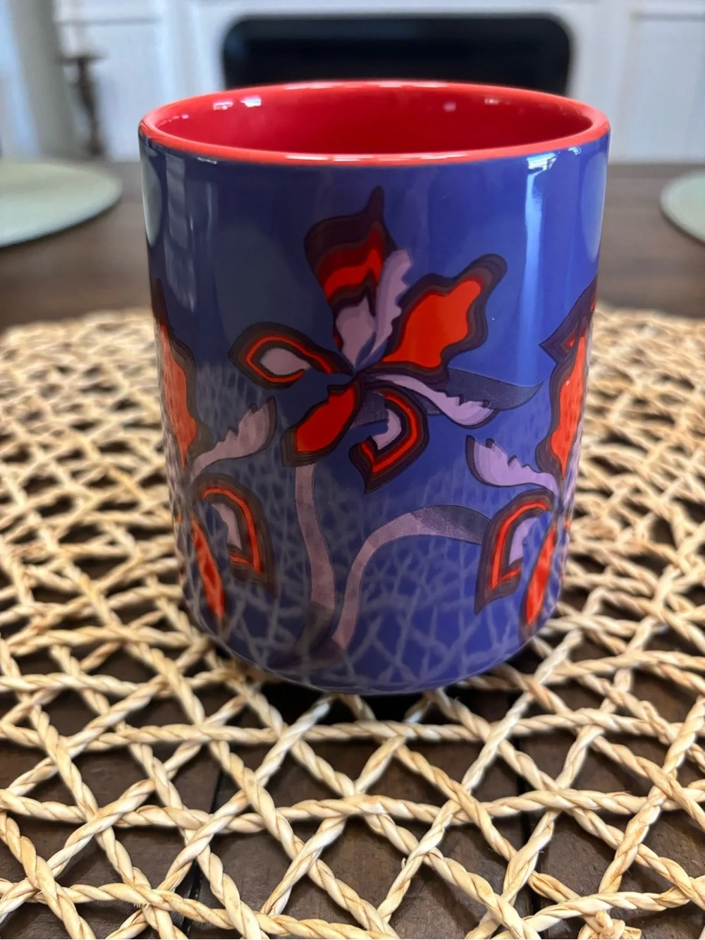 Starbucks ceramic purple and coral 14 ounce mug